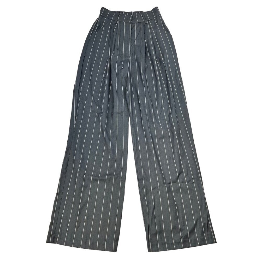 White Birch Black Label Women’s Wide Leg Dress Pants Gray Striped S